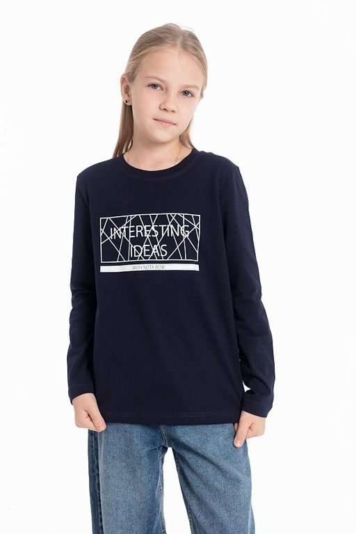 Футболка с длинным рукавом М225027Пв синий - Елена фото 2