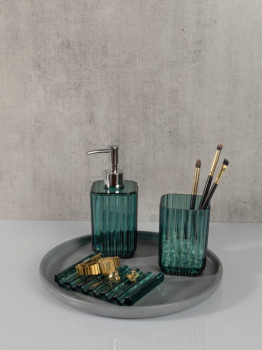 Стакан для зубных щёток 7,3x7,3x10,5 см зелёный акриловый пластик - Denastia фото 2