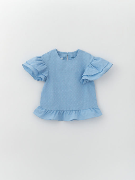 Блуза для девочки с коротким рукавом, голубой - Lesi kids фото 13