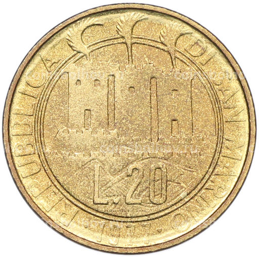 Монета 20 лир 1977 года Сан-Марино