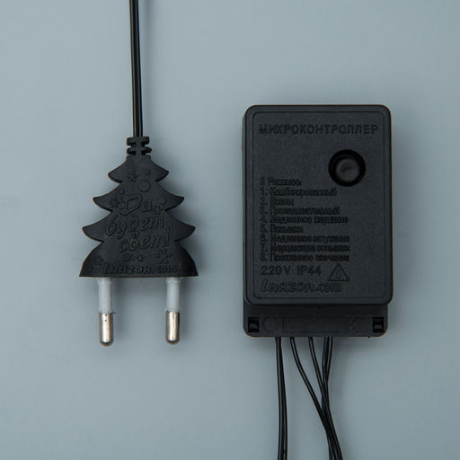 Гирлянда Нить 10 м, IP20, тёмная нить, 100 LED, 8 режимов, 220 В, свечение синее - Luazon lighting фото 4