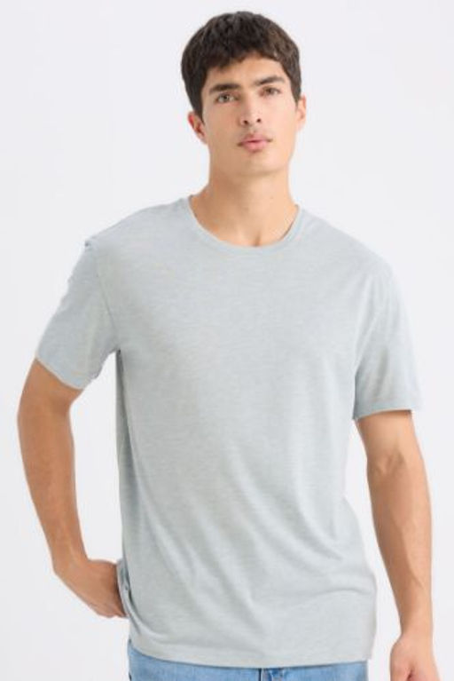 New Regular Fit Bisiklet Yaka Basic Duz K?sa Kollu Tisort