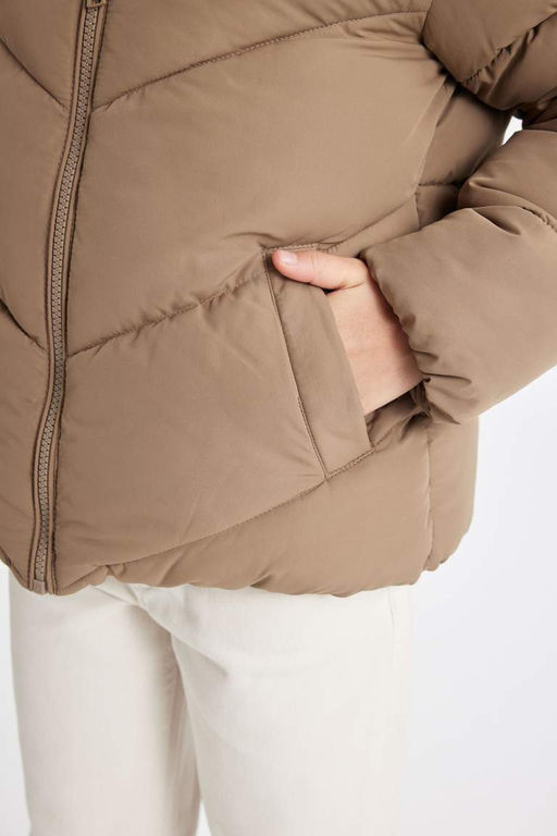 Пуховик на флисовой подкладке с водоотталкивающей пропиткой для девочек - Defacto фото 5