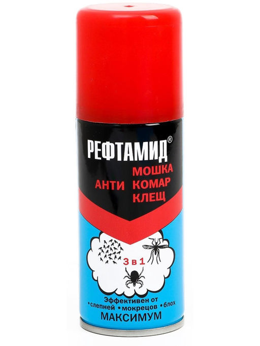 Аэрозоль Репеллент Рефтамид, максимум, 3 в 1, от комаров, мокрецов, слепней, 100 мл