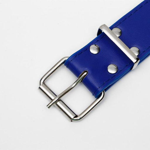 Ошейник клёпаный в 2 ряда, 65 х 3,4 см, ОШ 50-60 см, синий - Пижон фото 2