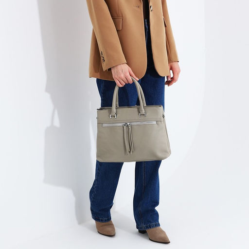 Сумка-тоут на молнии, 2 наружных кармана, цвет серый - Simaland фото 8