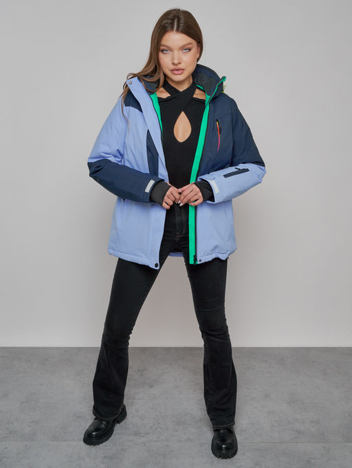 Горнолыжная куртка женская зимняя фиолетового цвета 33307F