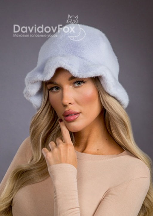 Шапка Шляпка экомех волна голубой