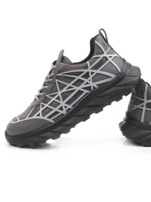 03-33081BK-7 GREY Кроссовки мужские (натуральная кожа (нубук), текстиль)