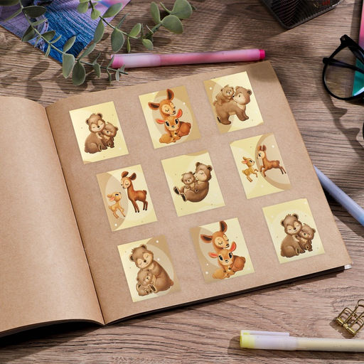 Цена за 10 шт. Наклейки детские бумажные «Олень и медвежонок», c раскраской на обороте, 10×14 см