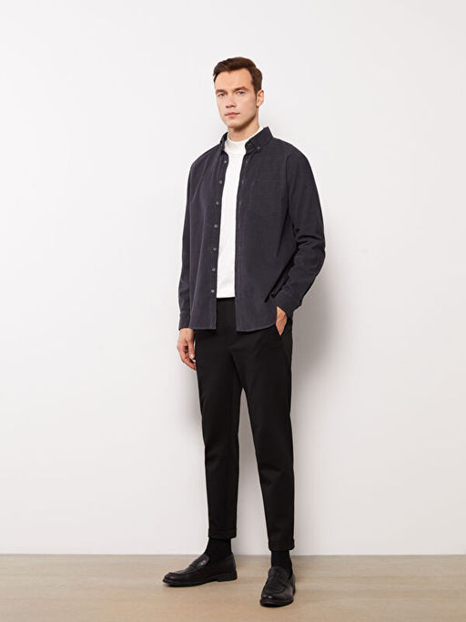 Regular Fit Uzun Kollu Kadife Erkek G?mlek