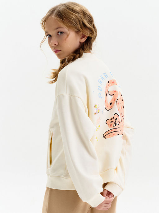 PELICAN, толстовка для девочек, Молочный  фото 3