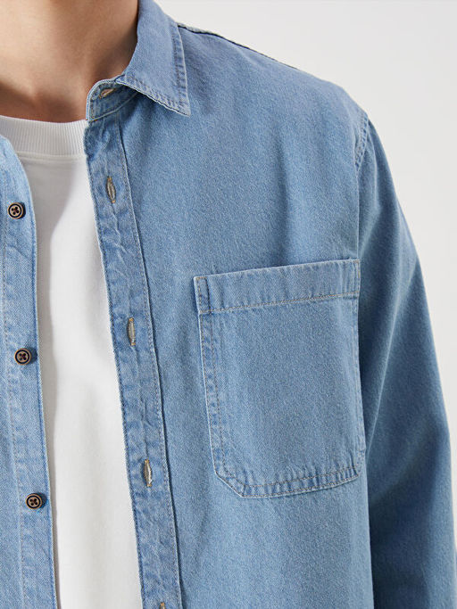 Regular Fit Uzun Kollu Erkek Jean G?mlek