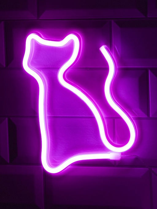 Неоновая вывеска Кошка 16?23 см, батарейки ААх3 (не в комплекте), USB, свечение розовое - Luazon lighting фото 7