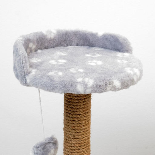 Когтеточка малая Арена с игрушкой, 40 х 40х 50 см, джут, серая с лапками - Пижон фото 11