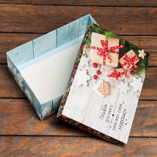 Коробка подарочная новогодняя складная, крышка - дно «Подарок для того, кто вел себя хорошо», 24×17×8 см