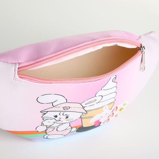 Сумка поясная «Мороженое», детская, для девочки, на молнии, розовая