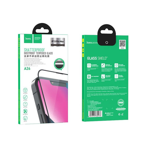 Защитное стекло Hoco A26, для iPhone 13 Pro Max, с защитной сеткой для микрофона, чёрное
