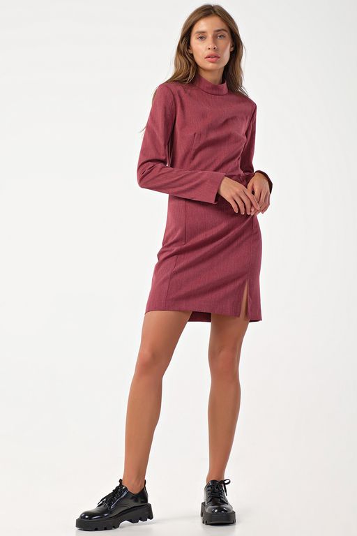 Платье офисное короткое с длинным рукавом слоновая кость - Fly фото 12