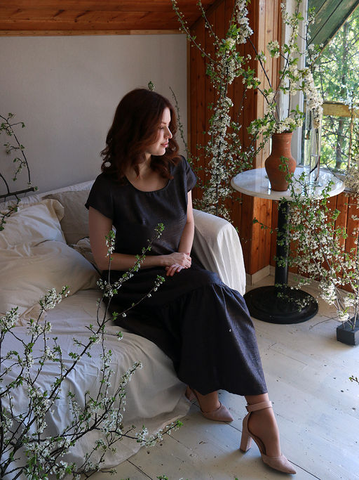 Платье длинное летнее с воланами - Almond фото 9