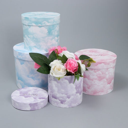 Набор шляпных коробок для цветов 4 в 1 Облака, 14 х 13 см - 20 х 17.5 см - Дарите счастье фото 2