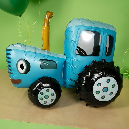 Воздушный шар фольгированный 28" «3D Синий Трактор», фигура