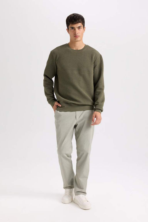 Жаккардовый свитшот стандартного кроя с круглым вырезом - Defacto фото 2