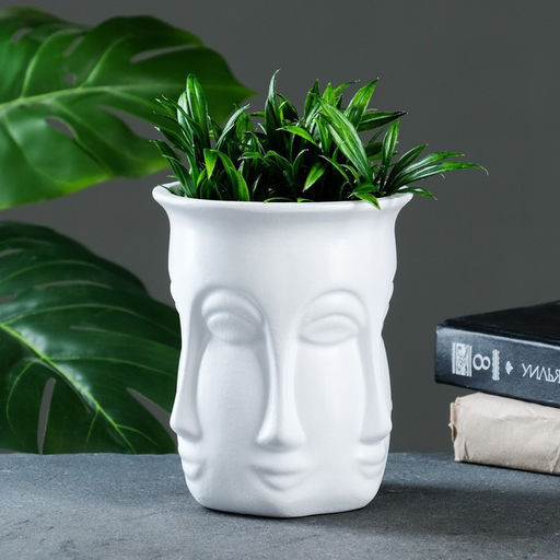 Декоративное кашпо для цветов Аделия, 1 л, d=13 см, h=16 см, керамика, белое - Хорошие сувениры фото 2