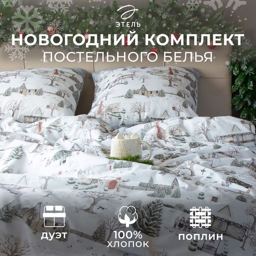 Постельное бельё Этель Winter countryside дуэт 143х215 см 2 шт,220х240 см,70х70 см 2 шт,поплин 125 г/м