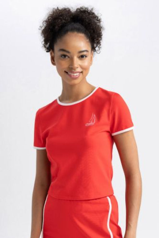 DeFactoFit Crop Bisiklet Yaka Sporcu K?sa Kollu Tisort