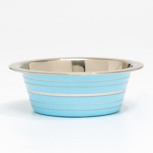 Миска стандартная цветная с полосой, 225 мл, голубая - Пижон фото 2