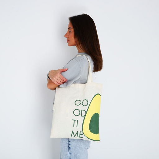 Сумка шопер Good time, без молнии, без подкладки, бежевая