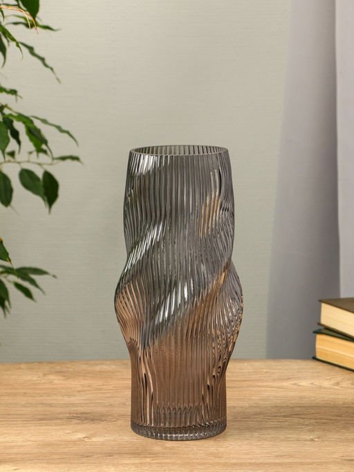 Ваза «Венди», 29×12×10 см, стекло, серая