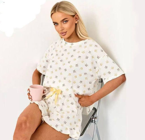 K13263 Домашний костюм (шорты и футболка) БЕЖЕВЫЙ