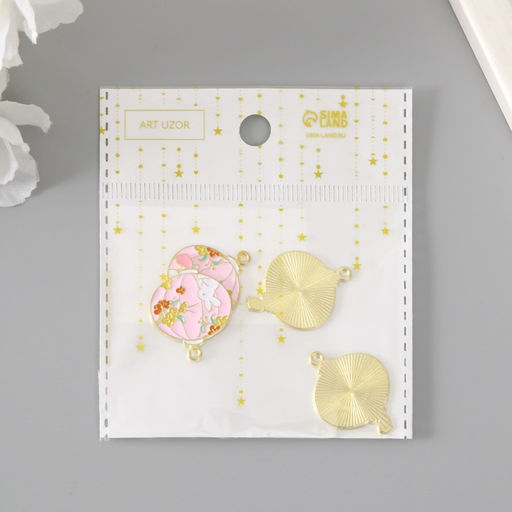 Цена за 4 шт. Декор для творчества металл, эмаль Зайка и цветы, 2.7?2.2 см