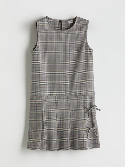 Bisiklet Yaka Ekose K?z ?ocuk Elbise