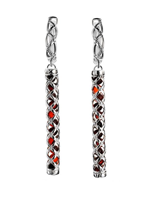 Ажурные серьги Кения с натуральным вишнёвым янтарём