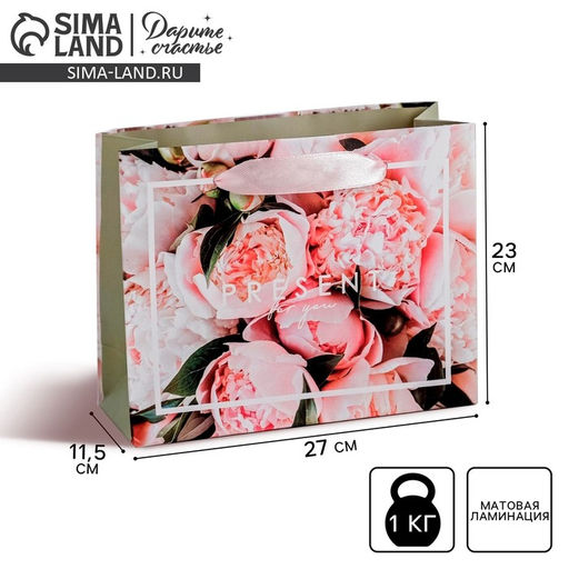 Цена за 2 шт. Пакет подарочный ламинированный, Present, упаковка, ML 27 х 23 х 11.5 см