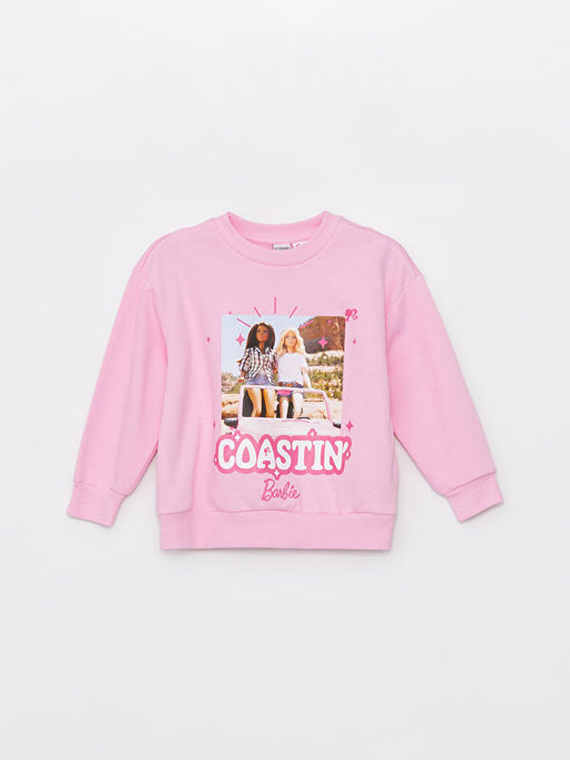 Bisiklet Yaka Barbie Bask?l? Uzun Kollu K?z ?ocuk Sweatshirt ve E?ofman Alt? - Waikiki фото 2