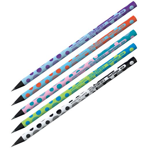 Цена за 2 шт. Карандаш ч/гр. BERLINGO "Dots" HB, без ластика (BP01301) черное дерево, заточенный
