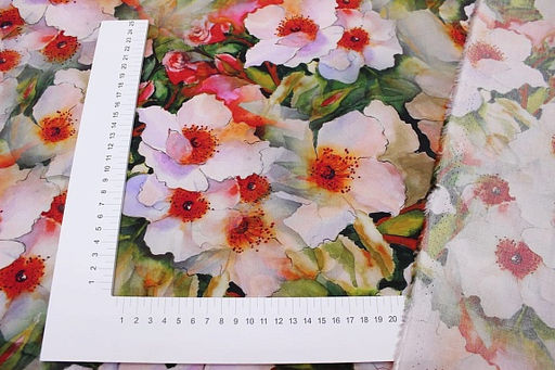 Штапель Премиум (Digital) Урсула цв.красный, ш.1.45м, вискоза-100%, 100гр/м.кв - Купава фото 4