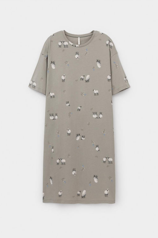 Е 10059/пыльно-оливковый,овечки на лугу сорочка ночная жен - Very neat фото 2