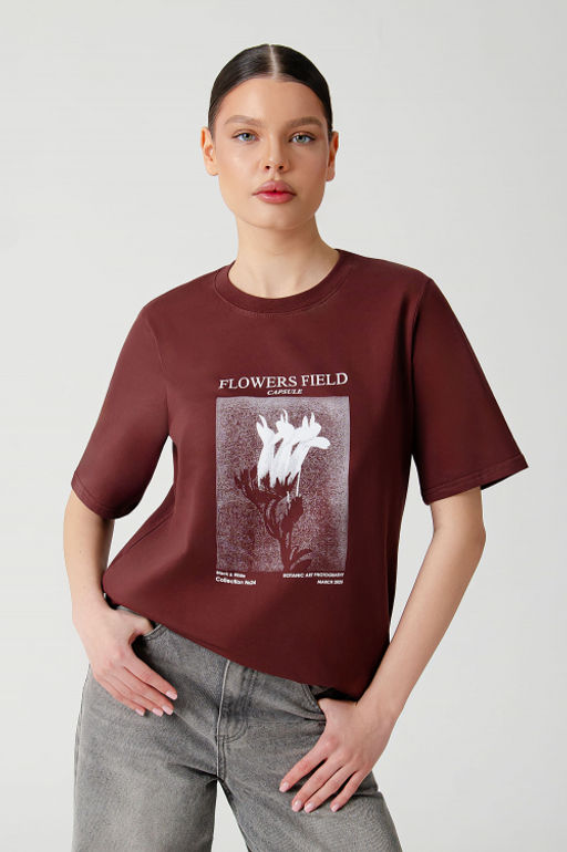 Арт. 3-1143 Футболка женская 42-50 (5 шт) Цвет:шоколад - Калинка фото 8