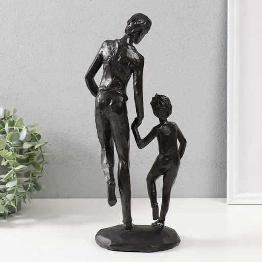Фигурка полистоун «Папа и сын», чёрный, 36×16×10 см
