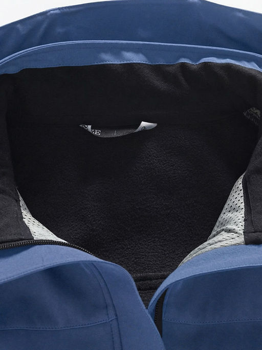 Ветровка женская софтшелл виндстоппер с капюшоном спортивная синего цвета 9616_1S