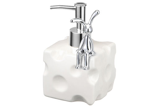 Диспенсер 380 мл 9*9*14 см Сыр, молочный белый, декор Кролик - Elan gallery фото 3