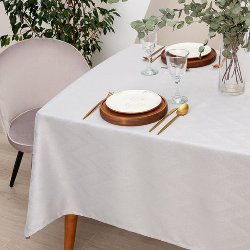 Скатерть Этель Линии цв.серебро, 142*283 +/-3 см, 115 10 гр,100% п/э  фото 4