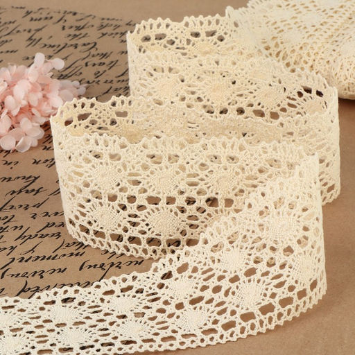 Кружево вязаное, 70 мм, 10±1 м, бежевое