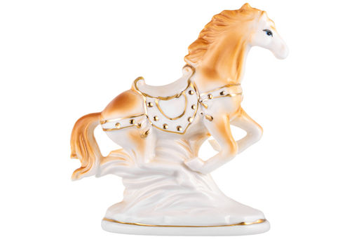 Фигурка декоративная 13*5*16,5 см Лошадь коричневая с золотом, фарфор - Elan gallery фото 4