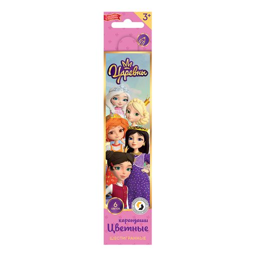 ВКФ Царевны Набор цветных карандашей Царевны TSR-CP-6006 заточенный 8 х 6 цв
